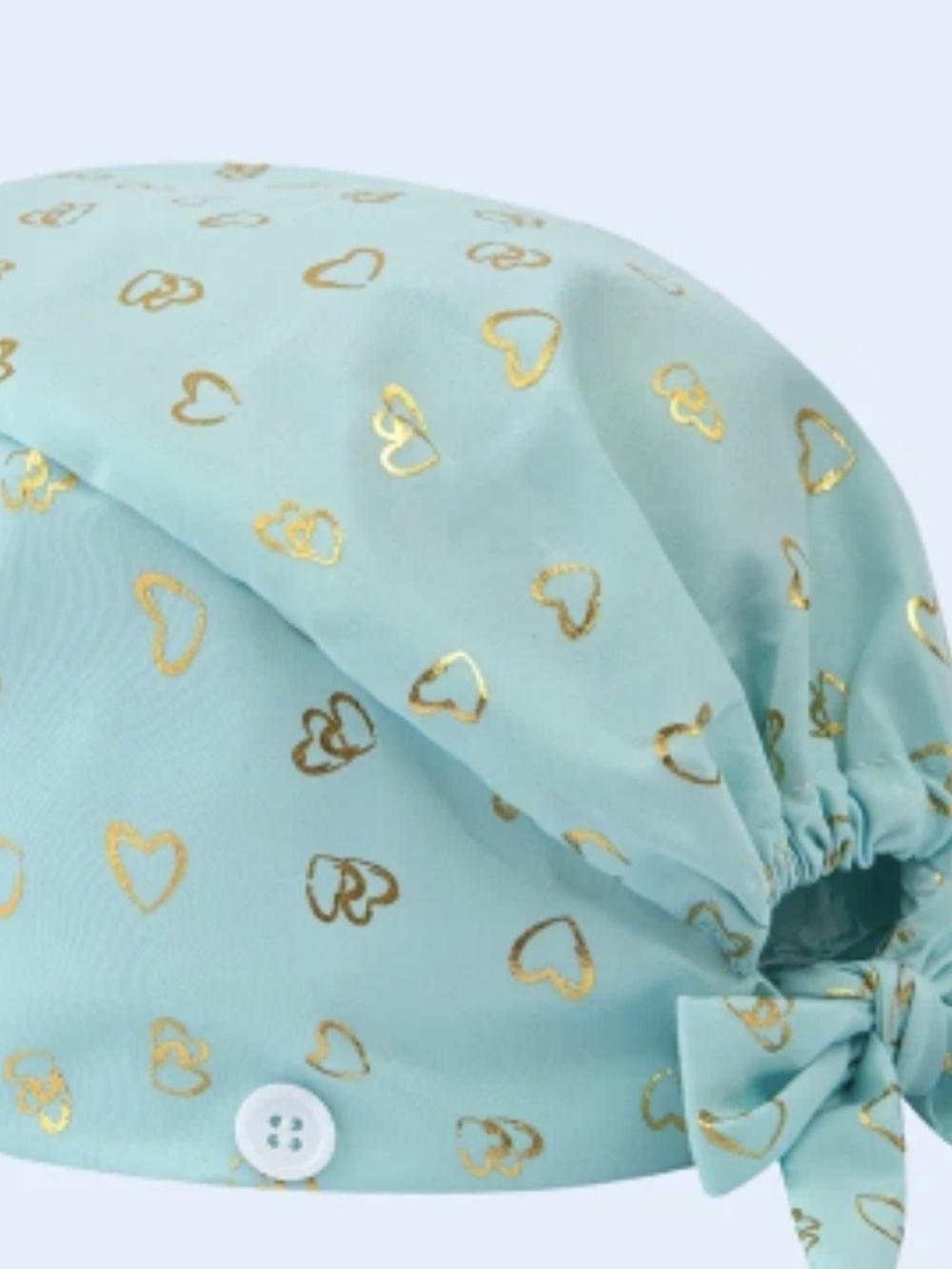 Kids Aqua Tie-Back Cap with Gold Heart Print